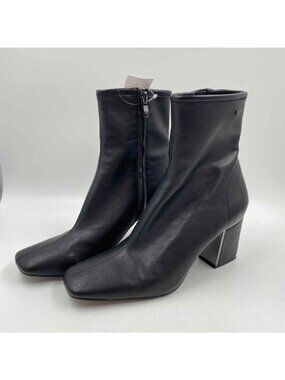DKNY Square Toe Women's Shoe Size 8.5 Black Solid Vegan Leather Boots